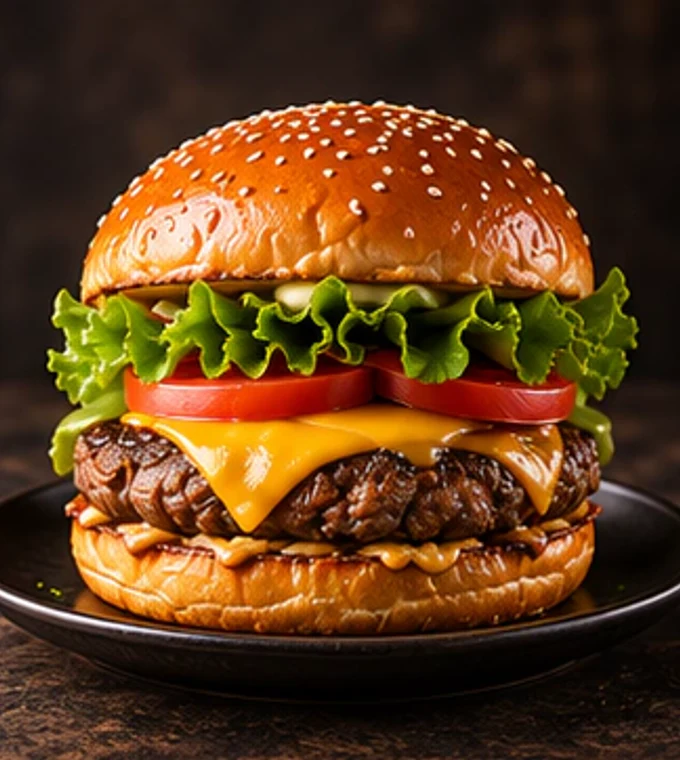 Hamburguesa con carne y acompañamientos